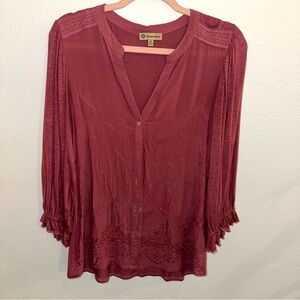 Democracy Dusty Pink Embroidered Blouse